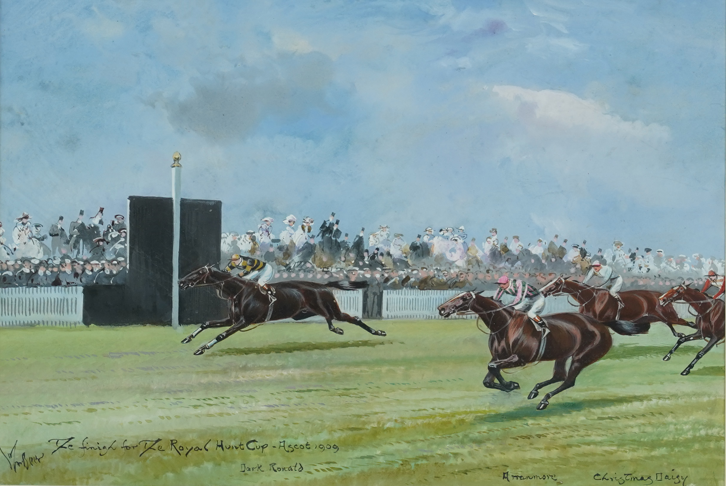 John Beer (c.1860-c.1930), 'The Finish for the Royal Hunt Cup - Ascot, 1909'